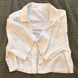 Kirious White Linen Button-Up Shirt